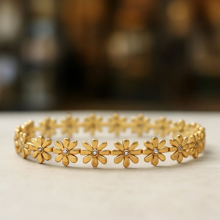Flower Latest Stylish Flower Cuff Gold Plated - Image 3