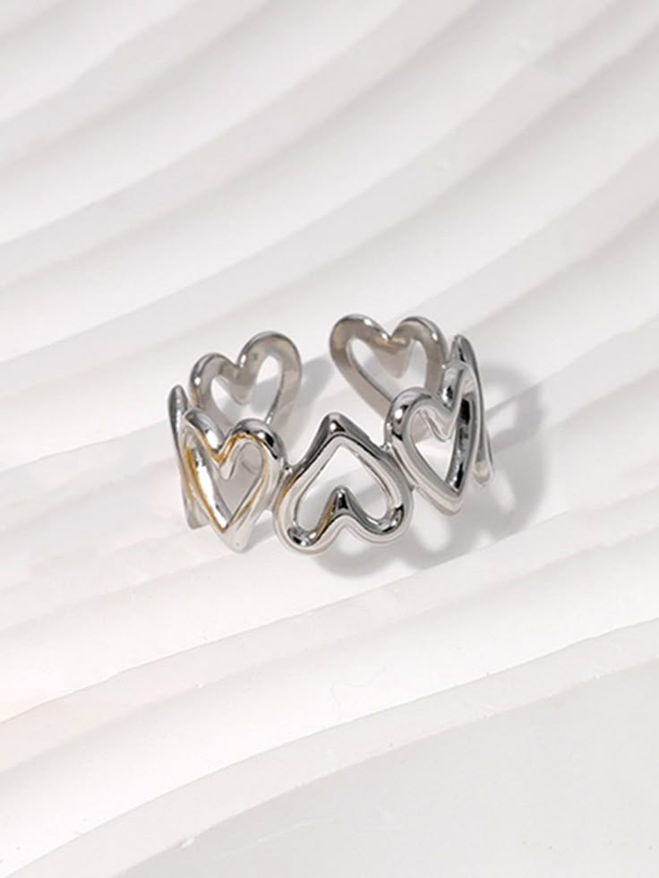 Open heart Anti Tarnish Adjustable Ring - Image 4