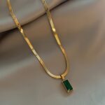 Temu｜Collar con colgante de circonita con cadena serpentina elegante y sexy, cadena de acero inoxidable, joyería de moda para mujer
