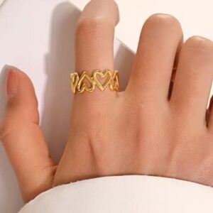Open heart Anti Tarnish Adjustable Ring